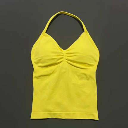 HISTELLO Impact Longline Strappy Top Sports Yoga Vest Women Fitness Tank Top Gym Beautiful Open Back Bra Running Workout Halter