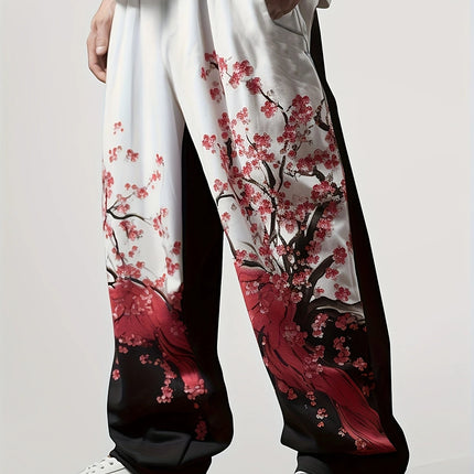 2026 Fashion New Cool Japanese Limited Edition Cherry Blossom Pattern Loose Outdoor Sports Street Harajuku Casual Pants