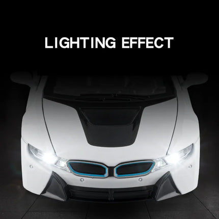 1:22 BMW I8 Sports Car Alloy Diecast Model Car Vehicle Collection Simulation Sound & Light Toys Car Children Birthday Day Gifts