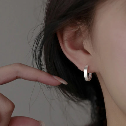 Plain loop Ear Buckle New Fashion Simple Brushed Hoop Earrings For Women Stainless Steel Earrings  boucles d'oreilles perle