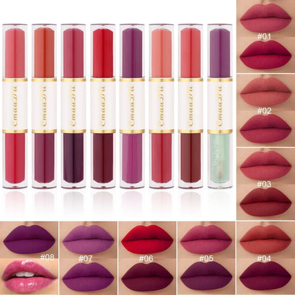 8 Colors Velvet Matte Liquid Lipstick Double-ended Lip Gloss Long-Lasting Waterproof Easy Color Non-stick High Pigment Lipgloss