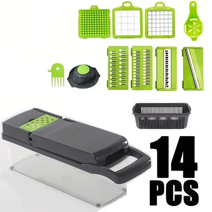 Pro-Series 16-in-1 Vegetable Chopper, Dewpeton Mandoline Slicer, Veggie Chopper, Food Chopper with Container, Vegetable Cutter