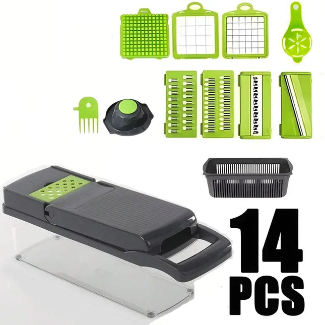 Pro-Series 16-in-1 Vegetable Chopper, Dewpeton Mandoline Slicer, Veggie Chopper, Food Chopper with Container, Vegetable Cutter