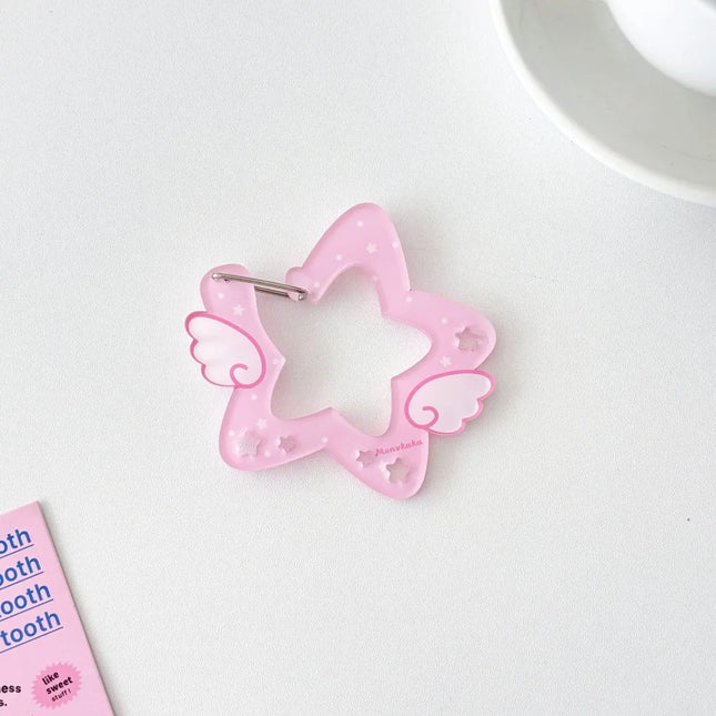 Acrylic Wings Stars Carabiner Portable Candy Color Keyring Hook Card Holder Multipurpose Buckle Keychain Outdoor