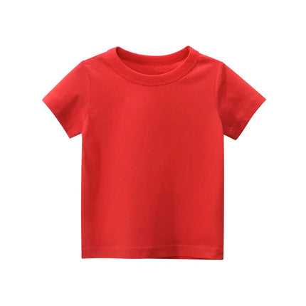 1-7 Years Kid Baby Clothing Boys Girls T-shirt Summer Solid Color Short Sleeve Round Neck Tops Kids Clothing