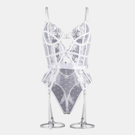 Toucheart Lace Sexy Skinny Babydoll Bodysuit Embroidery Erotic Private Adult Suit Solid Color Patchwork High Waisted Sexy Set