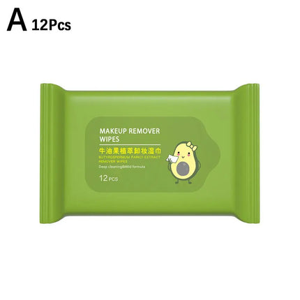 12/80 PCS Avocado Scented Makeup Removing Wipes - Deep Cleansing, Travel-Friendly, Single-Use