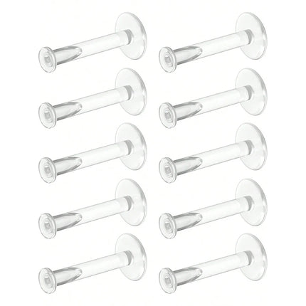 10pcs 16g Clear Earrings, Bioflex Labret Clear Piercing Retainers Plastic Clear Piercings Stud Earrings  Cartilage Helix Tragus
