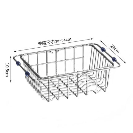 Stainless Steel Telescopic Sink Drain Rack Non-Slip Dish Drying Kitchen Bathroom Countertop Organizer Rack for Household Use