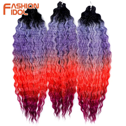 Ariel Hair Synthetic Twist Crochet Curly Hair 24 Inch Water Wave Braid Hair Ombre Blonde Brown Deep Wave Braiding Hair Extension