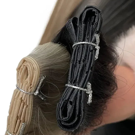 DIYOMOInvisible Hole Flat PU Tape Hair Extensions XO Twin Tabs Long PU Weft Real Human Hair Microlink Application No Glue Needed