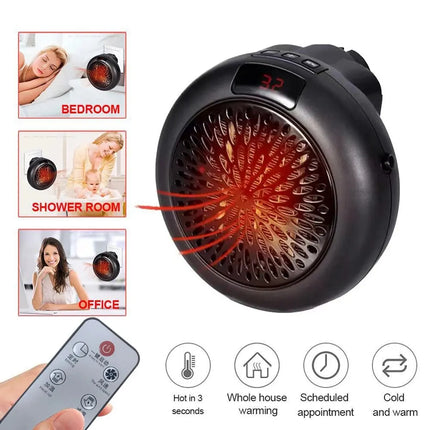 900W Mini Plug-in Electric Space Room Heater Adjustable Thermostat Personal Heater With Led Display for Office Dorm Room