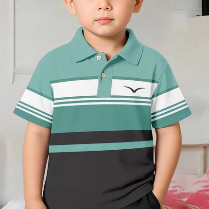 Polo Shirts for Kids Gradient Striped 3D Print Fashion Child Polo Shirt Boy Clothes Lapel Tops Street Casual Children's Clothing