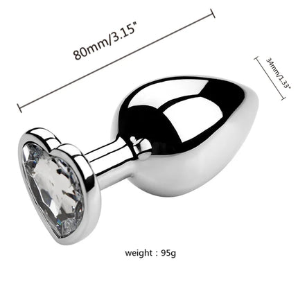 Anal Plug 3 Sizes Heart Metal Crystal Anal Plug for Women Removable Stainless Steel Butt Plug Men Stimulator Anal Sex Toys Dildo