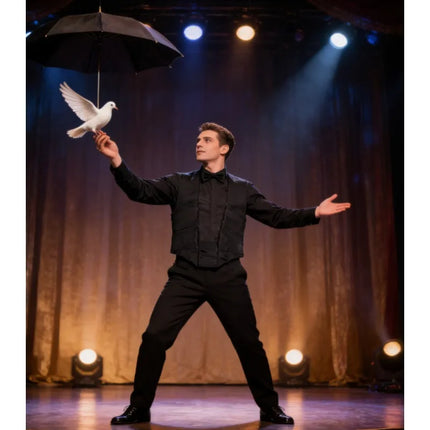 Dove and Umbrella Appearing Vest – Magic Tricks Stage Performance Bag Gimmick Props Funny Dove Magic for Magicians Parasol