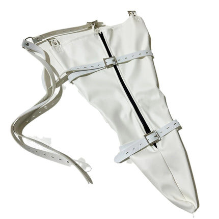 Premium Leather Adult Bondage Game Tight Arm Confinement Binding Bag Zipper Sex Restraint