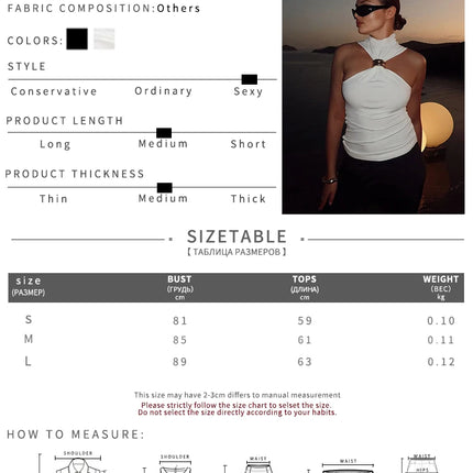 Weird Puss Metal Knot Tank Tops Women 2025 Summer Solid Pleated Sleeveless Stretch Simple Basic Streetwear Skinny Casual Vest