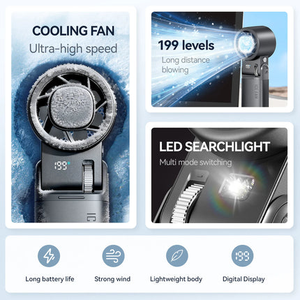 2026 6000mAh Semiconductor Refrigeration Mini Handheld Fan Turbine High-speed Violent Electric Fan Folding Neck Ice Pack