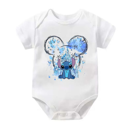 Cute Stitch Angel Mickey Minnie Newborn Baby Romper Short Sleeve Jumpsuit Infants Clothes Summer Fashion Bodysuit