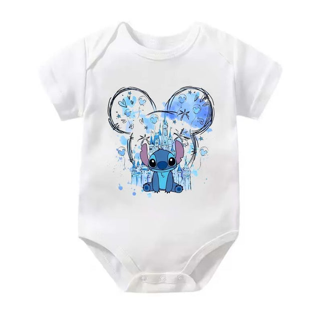 Cute Stitch Angel Mickey Minnie Newborn Baby Romper Short Sleeve Jumpsuit Infants Clothes Summer Fashion Bodysuit