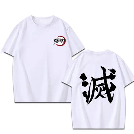 Demon Slayer Corps Kanji T-shirt Men Women Anime Kimetsu No Yaiba Cosplay Tee Harajuku Streetwear Oversized Cotton Short Sleeve