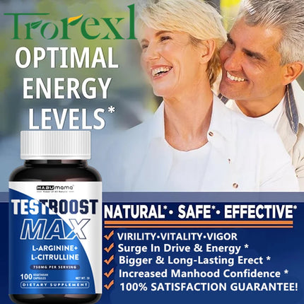 L-Arginine Capsules with L-Citrulline- 100 Count - Vegan, Non-GMO Capsules for VIRILITY·VITALITY·VIGOR, Endurance and Erect