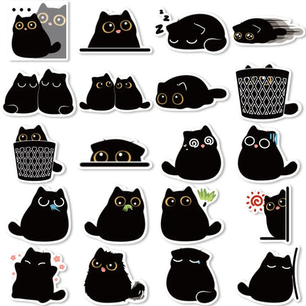 40/80pcs Kawaii Black Cat Stickers Scrapbook Luggage Motorcycle Laptop Refrigerator Cute Animal Decal Sticker for Kids Gift