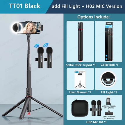Auto Pop-Up Tripod Portable 70-Inch All-in-one Selfie Stick, Foldable Phone Holder with Bluetooth Remote for iPhone Android