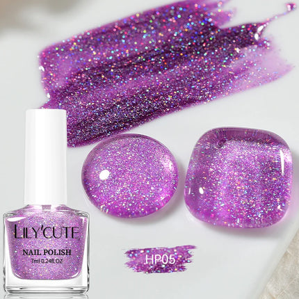 LILYCUTE 7ml Nail Polish Sliver Glitter Colorful Shining Effect Nail Art Varnish DIY No Need Of Lamp To Cure