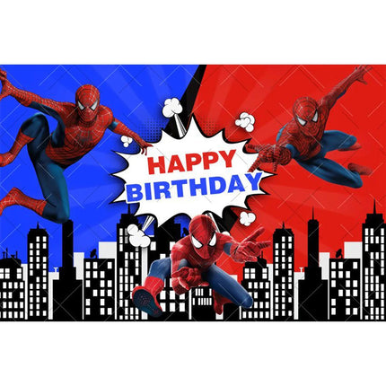 Avengers Backdrops Children Birthday Decoration Custom Text Superhero Photography Background Spider-Man Captain America Iron Man