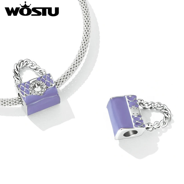 WOSTU Family Heart Charm High heels Mirror Makeup Pendant Bee Boy & Girl Charm Dreamcatcher Beads Jewelry Making Copper Zircon