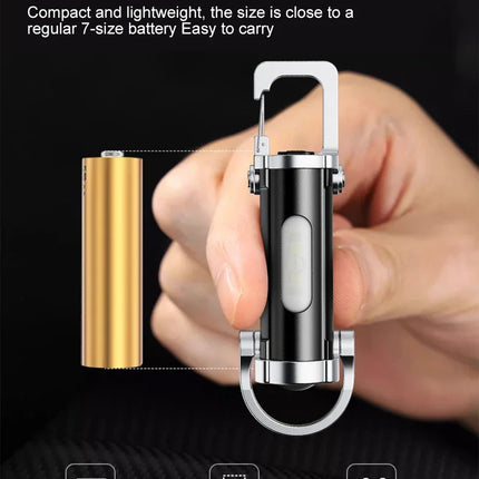Portable Keychain Handheld Flashlights Rechargeable Pocket COB Working Light Outdoor Hook Emergency For Camping Walking Hiking