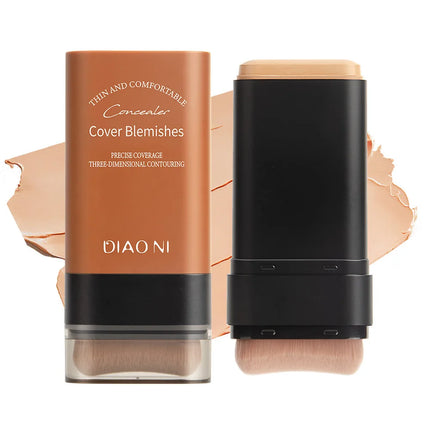 Long-Lasting Foundation Stick with Brush Concealer Brightening Skin Tone Makeup Replacement Beauty Blender for a Natural Look