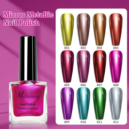 7.5ml Metallic Mirror Effect Nail Polish No UV/LED Light Required Quick-Drying Suitable For Nail Art Decoration  DIY Nail Design
