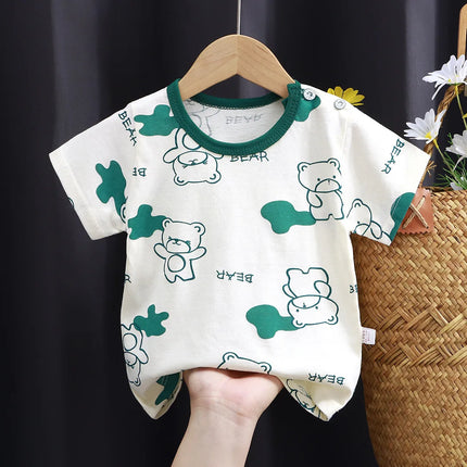 Cute Dinosaur Kids Girl Clothes T-shirt for Korean Children's Clothes 2025 Cotton Bear Baby Tops Car Boy T-shirts Clothing