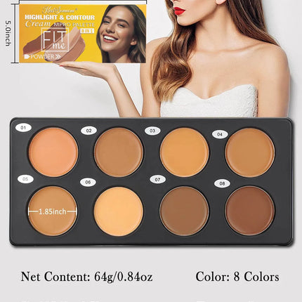 8 Color Cream Contour Palette Makeup, Long Lasting Full Coverage Concealer for Black Women, Contouring Foundation