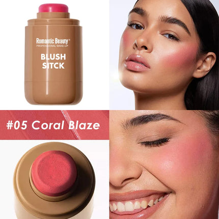 2-in-1 Cream Blush Stick - Waterproof Matte & Skin-Fusing, Long-Lasting Natural Red, Highly Pigmented & Easy Blend
