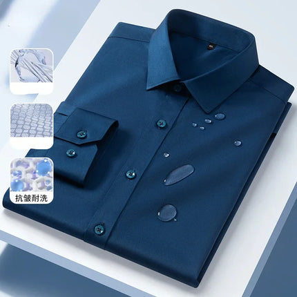 White shirt, men's long sleeved business dress shirt, ice silk sun protection, wrinkle resistance, non ironing, casual career