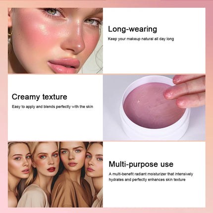 3 In 1 Solid Pearl Blush Cream Monochrome Woman Blush Paste Cheek Ulti-purpose For Eyes Lips Makeup Blush Stick Korean Cosmetics