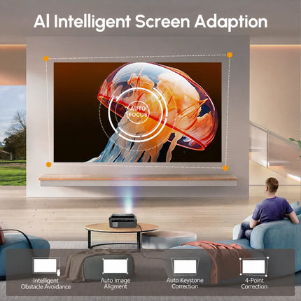 CAIWEI A10Q 4K Beam Projector for Movies 3800 ANSI Full HD 1080P Android Video Home Cinema Auto Focus Smart Projectors Portable