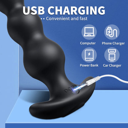 Thrusting Anal Beads Butt Plug Vibrator Male Prostate Massager Telescopic Vibrating Anal Plug Stimulator Sex Toys for Women Men