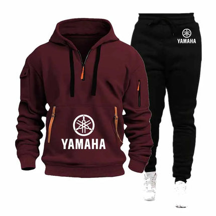 YAMAHA 2026 Spring Autumn Men's Half Zipper Hoodie Sweatshirt Casual Sports Pullover Harajuku Long-sleeved Loose Coat Windproof
