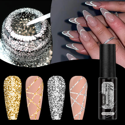 1/2pcs 5ml Reflective Glitter Liner Gel Polish Gold Sliver Sparkling Lines DIY Nail Art Painting Gel Semi Permanent UV Gel