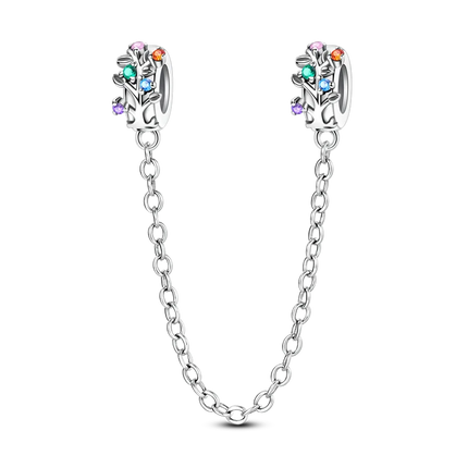 Sparkling Clear Silver Safety Chain 925 Sterling Silver Safety Chain Charm Beads Fit Original Bangle Bracelet DIY Jewelry
