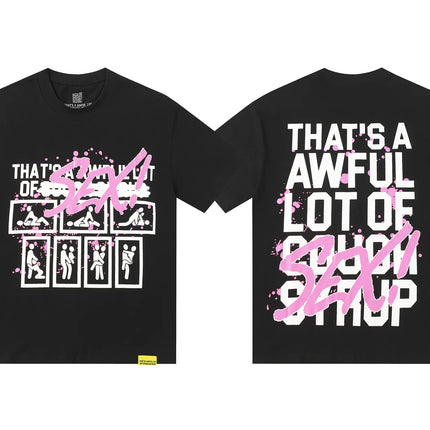 That's A Awful Lot of Cough Syrup Short Sleeve American Street Pop Hip-hop Cartoon Pattern Print Tops COUGH SYRUP T-shirt