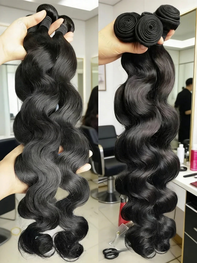 20 30 32 Inch Body Wave Double Weft Human Hair Bundles Remy Hair Extensions Unprocessed Brazilian Hair 1 3 4 Weave Natural Color