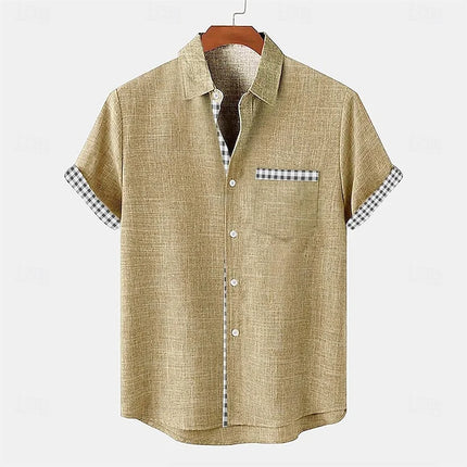 Linen Men's Tops Breathable Fashion Casual Hawaiian Men's Street Outdoor Seaside Beach Men's Tops Light Men's T-Shirt Plus Size