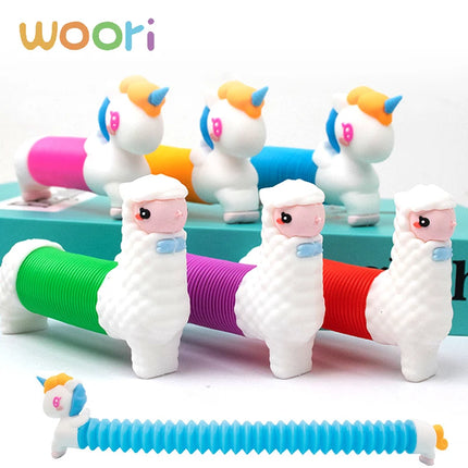 3D Luminou Pop Tube Toy Silicone Alpaca Unicorn Push It Bubble Balls Decompression Pipe Anti-stress Fidget Kids Adults Gifts