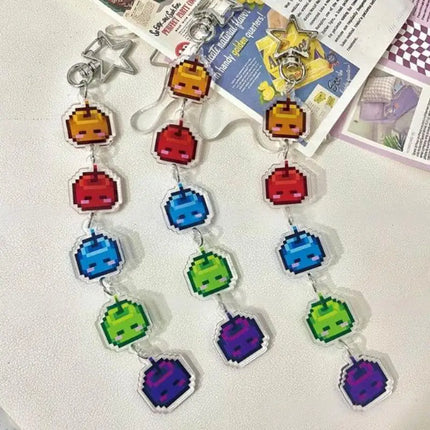 Game Stardew Valley Junimos Stardrop Cosplay Keychain Kawaii Acrylic Pixel Pendant Keyring Key Chain Bag Accessories Gift Prop