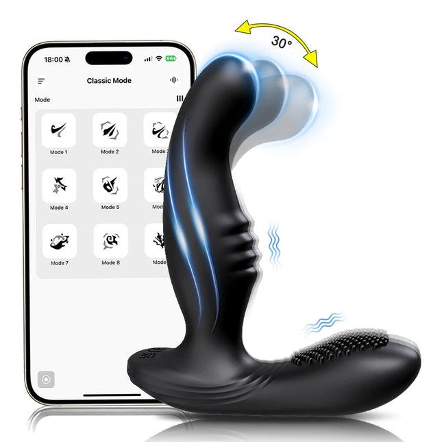 Male Wiggle Prostate Massager Sex Toy for Men APP Control Swing Vibrating Anal Vibrator Butt Plug Perineum Stimulator Buttplug